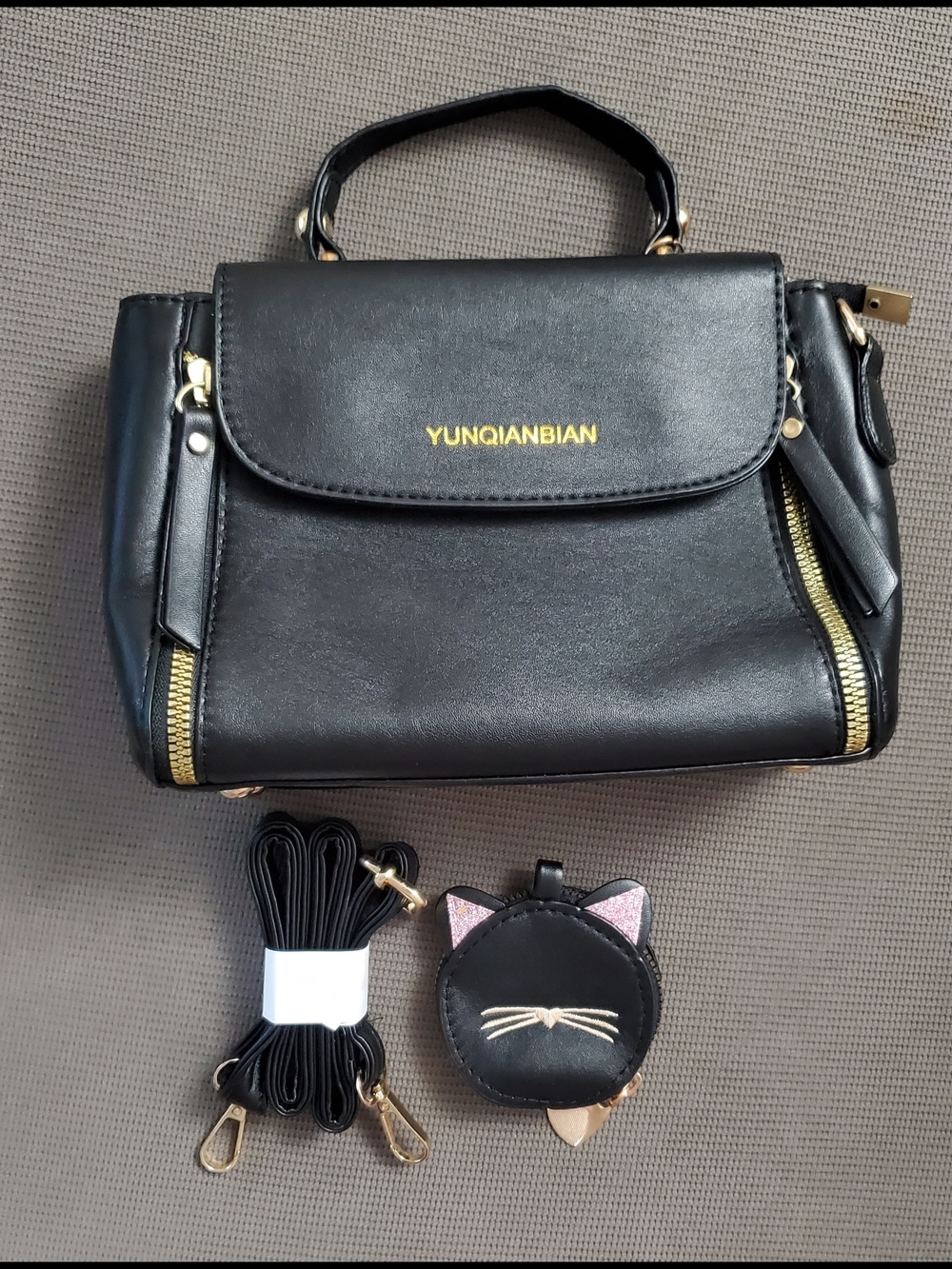 🎁 Cute Everyday Crossbody Bag 9"x6" with Small Pouch, Gold Hardware